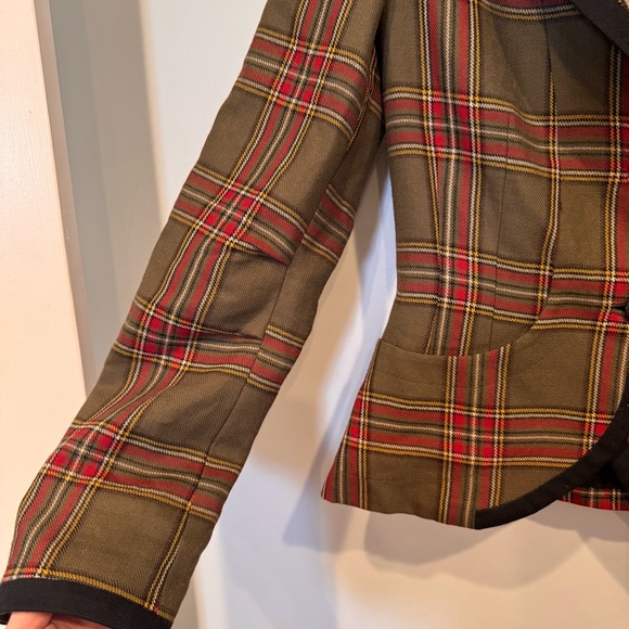 Vtg L.A.M.B. by Gwen Stefani Y2K Tartan Plaid Wool Blazer Size 4 - Picture 4 of 10